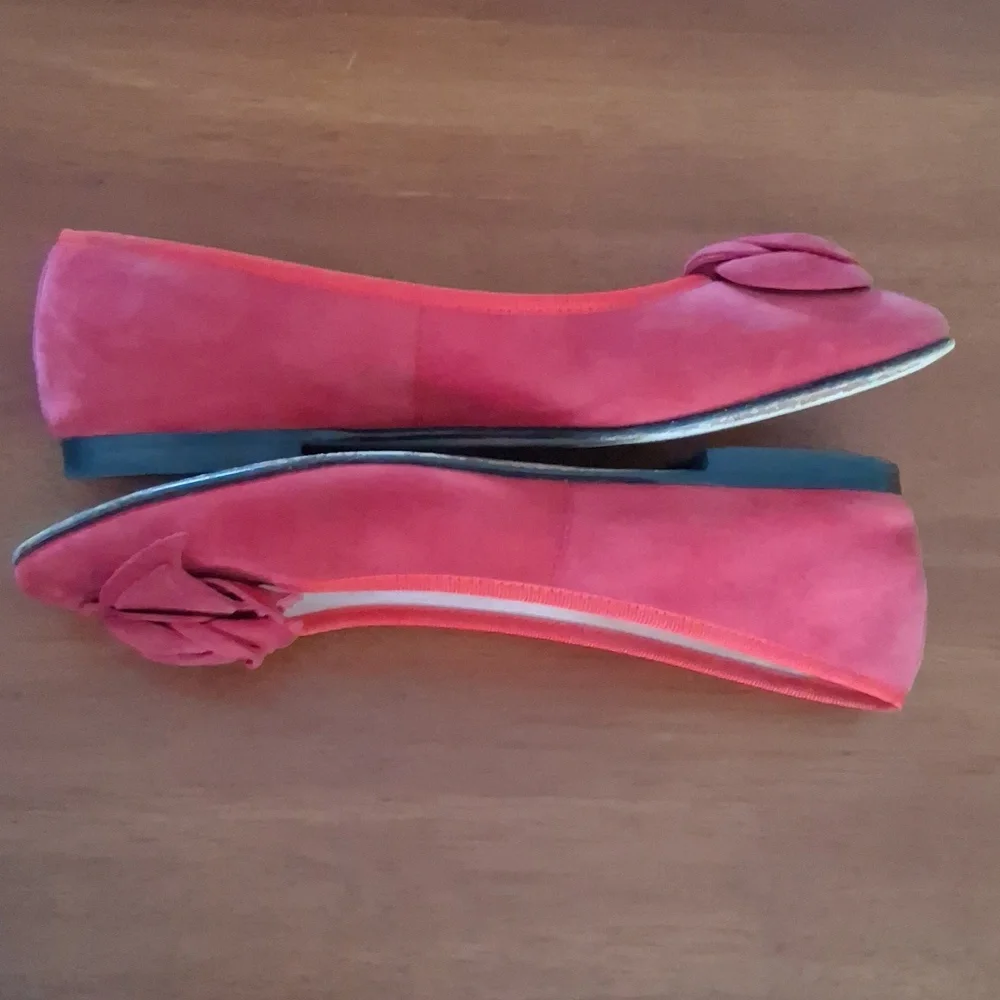 Pretty Ballerinas Red Suede Ballet Flats Leather Made In Spain sz 37 (US 6.5M) - Picture 8 of 9